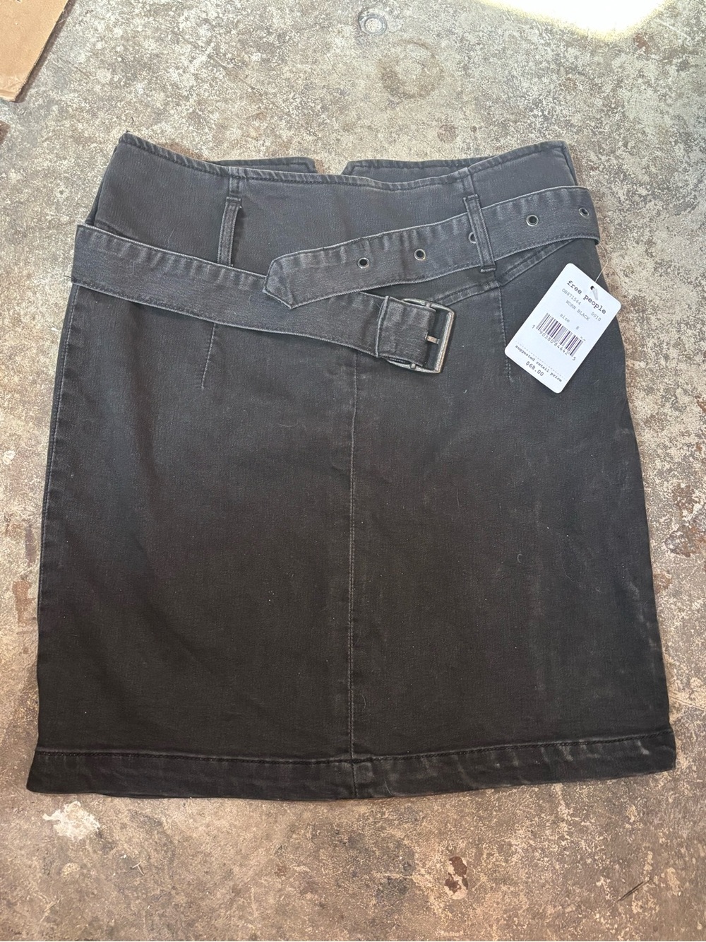 Free People Black Belted Pencil Skirt